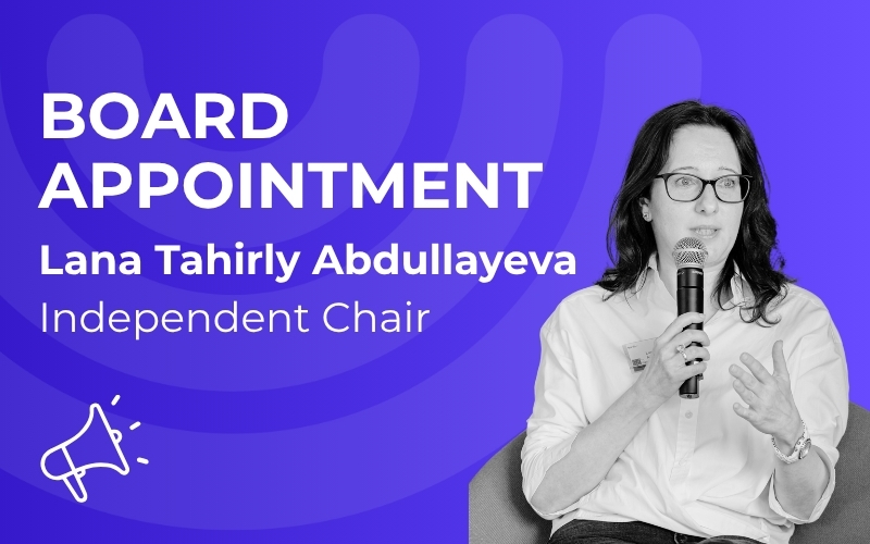 Lana Tahirly Abdullayeva portrait with “Board Appointment” overlay for Serene